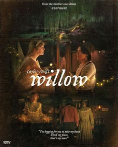 a movie poster for the film willow with two women standing in front of a mirror