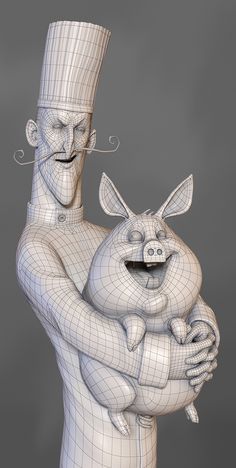 Father Character, Character Topology, 3d Rigging, Rigging Animation, 3d Topology, Draw 3d, Digital Sculpting