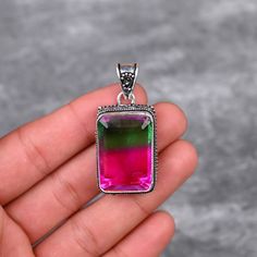 Bi-color Tourmaline Pendant 925 Sterling Silver Pendant Tourmaline Gemstone Pendant Handmade Pendant Tourmaline Jewelry Gift For Her Mother The product details:- Gemstone- Bi-color Tourmaline  Pendant Length- 4.7 CM Gemstone Shape- Rectangle (As shown in picture) Metal- 925 Sterling Silver Purity- 925 Parts Per 1000 Our Goal is 100% Customer Satisfaction  Stone Formation- Lab Created. Note- "There might be a slight variation in color and size of the pendants as shown in photo because it is not possible for us to have the same stones." *We are continuously adding new products in our store. So keep coming back to see more great deals on store.* The perfect present for the special person in your life. Check Out Our Other Silver Pendants:- https://www.etsy.com/your/shops/JewelsByAditi/tools/li Rectangular Tourmaline Gemstone Jewelry, Rectangular Tourmaline Jewelry Gift, Rectangular Tourmaline Jewelry For Gifts, Pink Natural Stones Gemstones In Sterling Silver, Silver Tourmaline Jewelry With Gemstone Accents, Silver Tourmaline Gemstones With Natural Stones, Silver Tourmaline Gemstones For Jewelry Making, Silver Tourmaline For Jewelry Making, Stone Formation