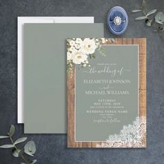 Trendy Sage Green Rustic Wood Script Wedding Invit Invitation Elegant Invitation Design, Flowers Eucalyptus, Rustic Light, Script Wedding Invitations, Afternoon Wedding, Traditional Wedding Invitations, Sage Wedding, Formal Wedding Invitations, Sage Green Wedding