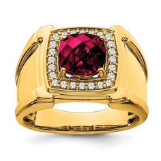 14k yellow gold created checkerboard ruby and real diamond mens ring rm7461 cru 024 ya Diamond Mens Ring, Mens Ring Sizes, Yellow Rings, Sterling Silver Mens Rings, Men Diamond Ring, Mens Silver Rings, Mens Ring, Men's Jewelry Rings, Rose Gold Metal