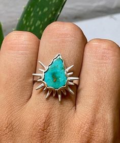 Handmade with love with the help of Mother Nature! Solid sterling silver, Star ring band, Royston Turquoise and Spikes! Not your size? Customs are available.  Rings in second picture are not included in this listing. Silver Star Ring, Hollywood Fl, Royston Turquoise, Star Ring, Ring Band, Rings Statement, Mother Nature, Turquoise Ring, Band Rings