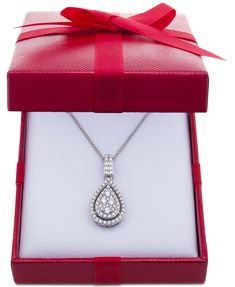 Macy's Diamond Pavé Teardrop 18" Pendant Necklace (1 ct. t.w.) in 14k White Gold & Reviews - Necklaces - Jewelry & Watches - Macy's Formal Pear-shaped Diamond Necklace With Vvs Clarity, Formal Vvs Clarity Pear-shaped Diamond Necklace, Macy's Diamond Necklace With Accents For Formal Occasions, Macy's Formal Diamond Necklace With Accents, Macy's Diamond White Necklace For Formal Occasions, Classic Formal Drop Necklace With Diamond Cut, Macy's Diamond Necklace For Formal Occasions, Formal Teardrop Diamond Cut Necklace, Formal Macy's Diamond Necklace With Accents