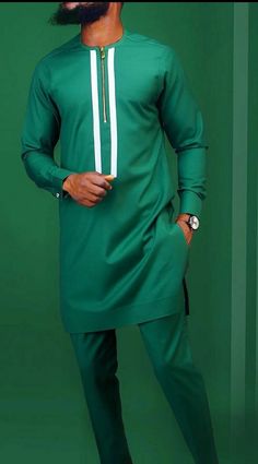 This elegant outfit is handmade with love. The shirt and pant is designed with high quality and also high tailoring standards. It is suitable for all kind of occasion. The set comes with a matching shirt and pant. The pant is styled with either rope, joggers style or elastic band for wearer's ease. We also recommend you provide your exact measurements in the following manner to ensure a perfect fit; Around the neck Shoulder to shoulder Arm/ sleeve length Chest circumference Waist Hip Thigh Insea Latest African Wear For Men, Mens Wedding Suits, African Men Clothing, African Wear For Men, African Suit, African Wear Styles For Men, Latest African Men Fashion, African Shirts For Men, Slim Suit