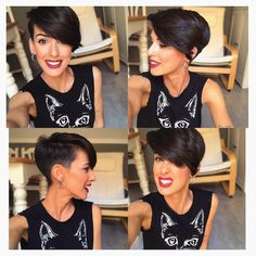 @inmadelope Rihanna Short Hair, Short Hair Makeup, Short Brunette Hair, Beautiful Haircuts, Very Short Haircuts, Short Brown Hair, Hair 2018, Pinterest Hair, Haircut And Color