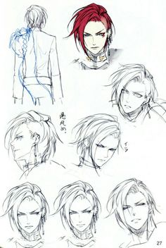 some sketches of different hairs and haircuts for the character from naruta