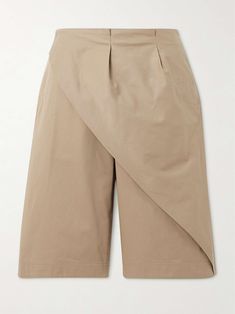 LOEWE Layered wrap-effect cotton-twill shorts Chanel Fashion Show, Wrap Shorts, Tailored Shorts, Twill Shorts, Chanel Fashion, Pleated Shorts, Designer Shorts, Wide Legs, Women Collection