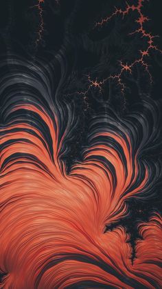 an orange and black background with swirls