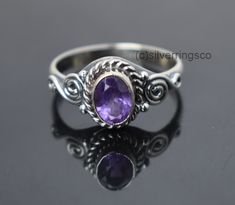 Handmade Amethyst Ring Metal - 925 Sterling Silver Stone - Natural Amethyst Handmade Boho Ring Engagement Ring Solitaire, Purple Gems, Half Eternity Band, Gem Ring, Rose Gold Band, Boho Ring, Ring Metal, Ring Promise, Ring Engagement