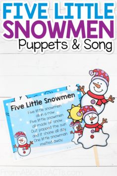 five little snowmen puppets and song