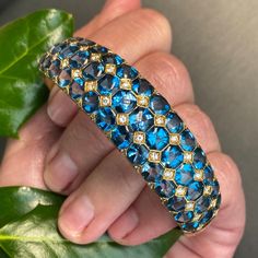 HUGE Vasari 18K Yellow Gold Diamond Blue Topaz Vintage - Etsy Luxury Vintage Blue Bracelets, Luxury Hallmarked Blue Topaz Jewelry, Totaled Car, Bracelet Luxury, Blue Topaz Bracelet, Vintage Bracelet, Vintage Bracelets, Blue Topaz, Etsy Vintage