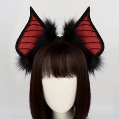 Material: Simulation fox fur Occasions of use: Holiday parties/stage performances/COSPLAY, etc. Halloween Costume Hats With Ears, Cat Ears Costume Accessories For Cosplay Carnival, Punk Cat Ears For Costume Party, Punk Style Cat Ears For Costume Party, Winter Cosplay Costume Accessories With Ears, Winter Costume Cat Ears Hats And Headpieces, Red Headband For Costume, Costume Accessories With Ears For Party And Cosplay, Red Headband Headpieces For Costumes