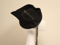 Chichi  Black  Gold by AndTheyLovedHats on Etsy Elegant Black Ceremonial Costume Hats And Headpieces, Elegant Ceremonial Hat With Short Brim, Elegant Ceremonial Hat With Structured Crown, Black Ceremonial Costume Hat With Curved Brim, Ceremonial Black Costume Hat With Curved Brim, Elegant Curved Brim Hat For Costumes, Black Brimmed Hat For Ceremonial Occasions, Elegant Black Fur Felt Cloche Hat, Elegant Costume Hat Headpiece