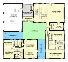 the floor plan for an apartment building with two separate rooms and one large kitchen area