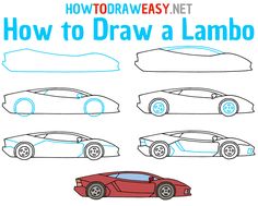 how to draw a lamb car with easy step by step instructions for kids and beginners