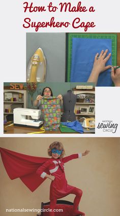 two pictures with the words how to make a superhero cape and an image of a woman in