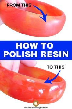 two pictures showing how to polish an inflatable toothbrush with the words, how to polish resin