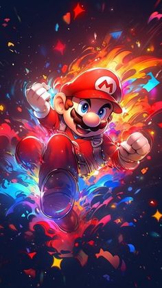 an image of mario running through the air