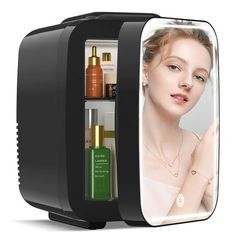 Enhance your beauty regimen with the ACMETOP Mini Fridge, a versatile and eco-friendly solution for your skincare and dietary needs, your ultimate companion for both beauty and practicality. Designed with cutting-edge features, this 4L skincare fridge enhances your daily routine, ensuring your skincare products and snacks are always fresh and within reach, whether at home or on the go. Size: 11" x 9.8" x 7.5".  Color: Black. Fridge For Skincare, Led Light Mirror, Bamboo Charcoal Bags, Small Fridge, Skincare Fridge, Charcoal Bags, Portable Refrigerator, Light Mirror, Small Fridges