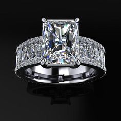 925 Silver Engagement Ring Bel Viaggio Designs Engagement Ring Radiant Cut, Engagement Ring Radiant, Marquise Engagement Ring, Channel Set Rings, Luxury Engagement Rings, Radiant Cut Engagement Rings, Ring Inspo, Simulated Diamond Rings, Marquise Ring