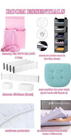 the instructions for how to make an easy bedroom essentials box with drawers, bedding and