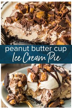 this peanut butter cup ice cream pie is an easy dessert recipe that's ready in under 30 minutes