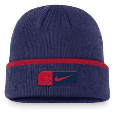 Stay warm in Chicago Cubs style with this Terra knit hat. Crafted by Nike, it features a bold team graphic on the cuff. The contrast color striping adds a dash of flair to this sleek Chicago Cubs knit hat. Cubs Hat, Mens Cuff, Cuffed Beanie, Knit Hat, Color Stripes, Chicago Cubs, Men's Nike, Acrylic Yarn, Stay Warm