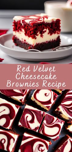 red velvet cheesecake brownies recipe on a plate