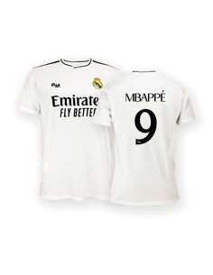 a white jersey with the number nine on it and an embre fly better logo