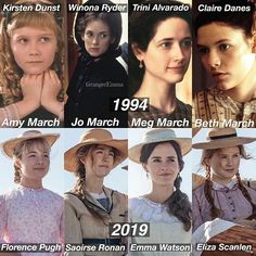 the evolution of women's hats and dresses in different movies, from girls to men