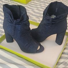 These Booties Are Brand New And Never Worn!! Still In The Original Box. These Cuties Can Be Worn Year Round For Any Occasion! Blue Block Heel Party Boots, Glamorous Blue Round Toe Boots, Party Ankle Booties In Synthetic Material, Synthetic Closed Toe Booties For Parties, Ankle-high Synthetic Booties For Party, Gianni Bini Shoes, Cell Phone Holster, Gianni Bini, Phone Holster