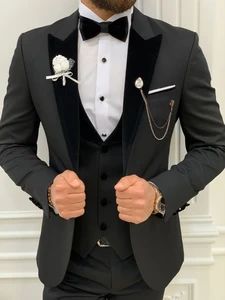 Moncani Black Slim Fit Velvet Peak Lapel Tuxedo freeshipping - BOJONI – VICLAN Big Man Wedding Outfit, Peak Lapel Tuxedo, Tuxedo Colors, Black Suit Men, Black Suit Wedding, Slim Fit Suit Men, Pants Gift, Slim Fit Tuxedo, Dress Suits For Men