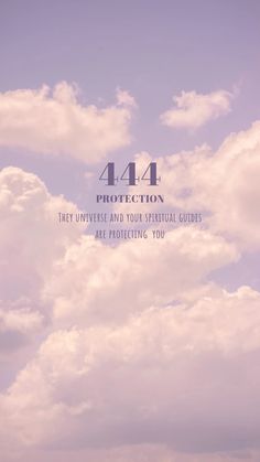 the sky is filled with clouds and there are four words above it that say, protection