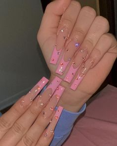 Long Acrylic Nails Extra, Long Square Acrylic Nails Spring, Fall Freestyle Nails, Spring Bling Nails, Snall Tattoos, Freestyle Nails, French Tip Gel Nails, Bday Nails, Nails Nude