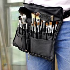 Leather Makeup Bag, Eye Makeup Brushes, Leather Apron, Powdered Eyebrows, Makeup Guide, Professional Makeup Brushes, Makeup Brush Holders