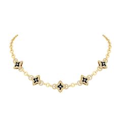 LOUIS VUITTON® - Ever Blossom Necklace, Yellow Gold, Onyx & Diamonds - Gold Louis Vuitton Earrings, Gold Body Jewellery, High Jewelry Ring, High Jewellery, Louis Vuitton Jewelry, Silver Jewelry Fashion, Jewelry Lookbook, Diamonds And Gold, Latest Jewellery