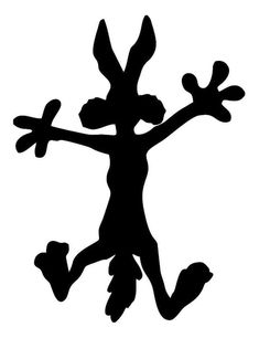 a black and white silhouette of a cartoon character