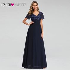 Evening Dresses Elegant Navy Blue Chiffon Lace Embroidery Party Gowns Summer Party Chiffon Mother Of The Bride Dress, Blue Chiffon Bridesmaid Dress For Evening, Blue Chiffon Prom Gown, Chiffon Mother Of The Bride Dress For Prom Season, Blue Chiffon Gown For Prom Season, Blue Chiffon Gown For Prom, Short Sleeve Chiffon Maxi Dress For Banquet, Chiffon Maxi Dress With Short Sleeves For Banquets, Blue Chiffon Evening Dress For Banquet