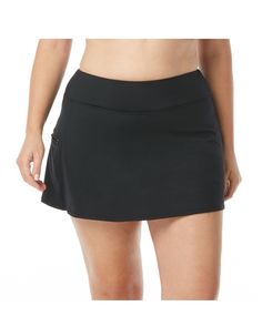 This best-selling swim skirt by Beach house features shorts layered underneath for confident coverage and a sleek fit. A functional zippered pocket provides room for cash or a key—no purse needed. Wear this plus-size swim skirt with any solid bikini top by Beach House for a high-quality swimsuit that's designed to last. Beach House Woman Emma Swim Skirt | BLACK | Swimsuits | Materials & Care Instructions: ['85% Nylon, 15% Spandex', 'Hand wash', 'Imported'] Swimming Skirted Skort With Built-in Shorts, Swimming Skort With Built-in Shorts, Skirted Skort For Swimming With Built-in Shorts, Solid Mini Skort For Poolside, Solid Color Mini Skort For Poolside, Casual Black Swim Skirt For Pool, Black Sport Swim Skirt, Pool Skort With Built-in Shorts, Poolside Skort With Built-in Shorts