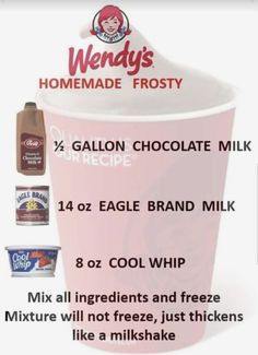 the menu for wendy's homemade frosty