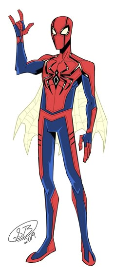 spider - man from the animated series, with his hands out and one hand in the air