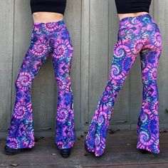 Brand New Suede Velvet Bell Bottoms. The Amazing Vibrant Licensed Artwork Is Printed On Suede-Like Velvet. This Is An Original Tie-Dye Print With Very Vibrant Colors. The Fabric Is A Heavier Weight Stretch Velvet, Perfect For Colder Weather. Made By Warrior Within Designs In San Francisco. Fit: True To Size. Aprox Inseam Inches: Xs: 31.5 Small: 32.5 Medium: 33 Large: 34 Xl: 35 Fitted Full-length Pants For Festival, Fitted Flare Bottoms For Festival, Fitted Full-length Bottoms For Festivals, Stretch Purple Pants For Summer, Hippie High-waisted Fitted Pants, Purple Stretch Pants For Summer, High Waist Fitted Bottoms For Festival, Fitted Wide Leg Festival Bottoms, Fitted Wide Leg Bottoms For Festival