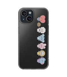 an iphone case with cartoon characters on the front and back cover, in black color