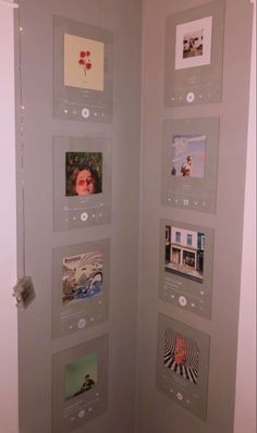 an open door with pictures on it