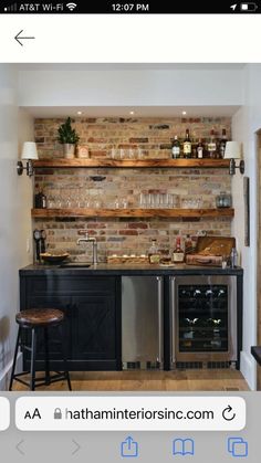 an image of a kitchen with brick wall