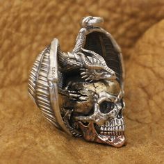 Premium 925 Sterling Silver Flying Dragon Skull Pendant Biker Punk Jewelry TA380A, Fashion Jewelry Dragon Skull, Flying Dragon, Punk Jewelry, Skull Pendant, Fashion Jewelry Necklaces, Sterling Silver Necklace, Sterling Silver Pendant, Sterling Silver Necklaces, Sterling Silver Pendants