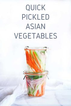 Quick Pickled Asian Vegetables Vietnamese Pickled Vegetables, Quick Pickled Vegetables, Pickled Vegetables Recipe, Grilled Vegetable Recipes, What To Make For Dinner, Quick Pickled, Pickled Carrots, Asian Vegetables, Rice Bowls Recipes