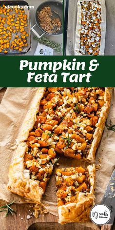 pumpkin and feta tart with text overlay