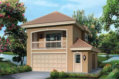 this is an artist's rendering of a two - story house with garages