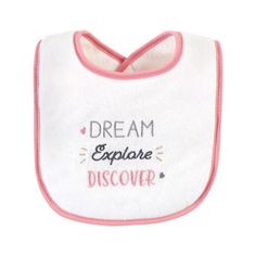 Hudson Baby drooler bibs are a great set of value bibs that absorb your baby's drools and spills. Our drooler bibs feature adorable sayings and embroideries on every bib while also having an absorbent, fiber filled inner to keep your little one's clothes clean. Made of cotton blend knit terry, our bibs are absorbent for the everyday mishaps you are bound to experience. Playful White Machine Washable Bib, Cute White Bib For Playtime, Girl Woodland, Infant Girl, Hudson Baby, Bibs, Pink Girl, Cotton Blend, Knitting